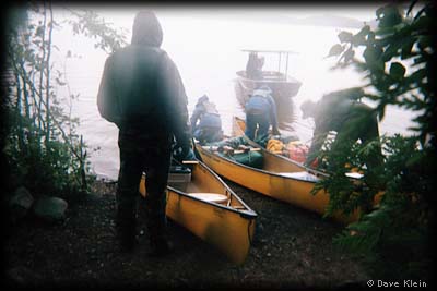 Canoes in the rain