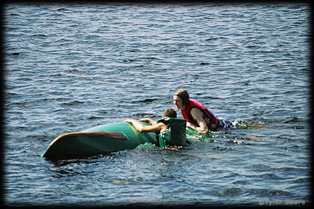 My son and friend always flip a canoe for fun