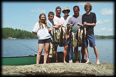 The crew with dinner for the night. I'm in the bush hat