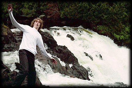 My son at Silver Falls on day 1 of the trip, goofing around. 