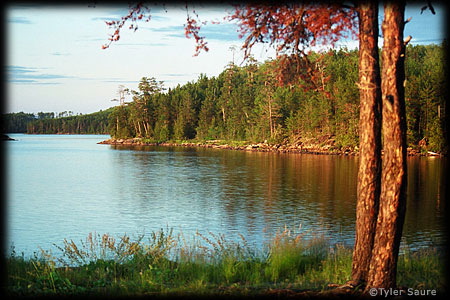 Early evening from base camp in Kawnipi Lake