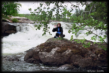 My son at portage on Falls Chain