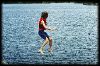 My son jumping into Kawnipi Lake.