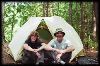 My son and my annual picture in front of our tent at base.