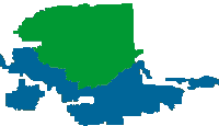 BWCA Map in blue /Quetico in green